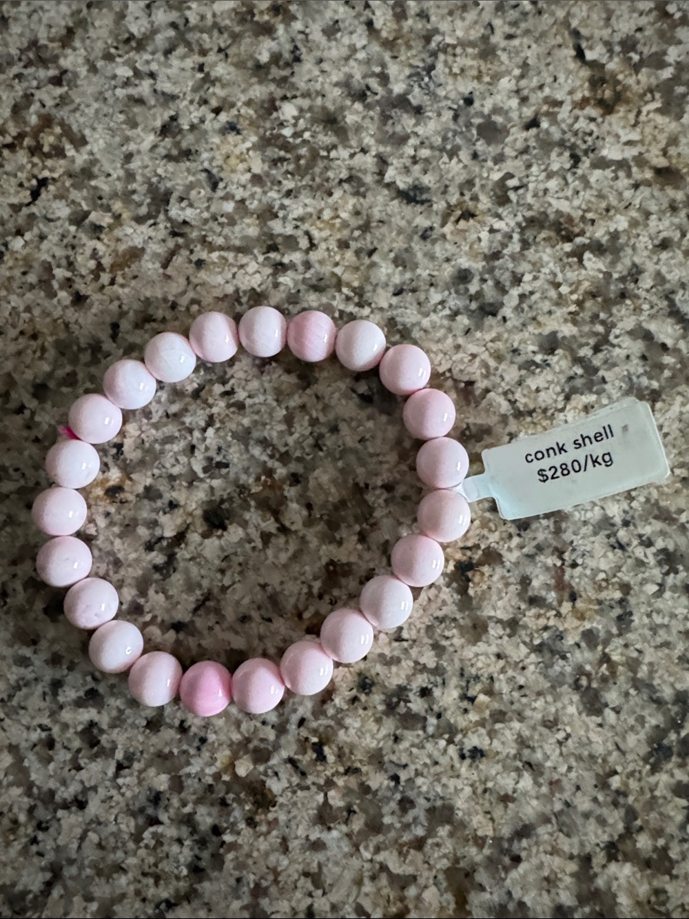 Pink Conch Shell Beaded Stretch Bracelet